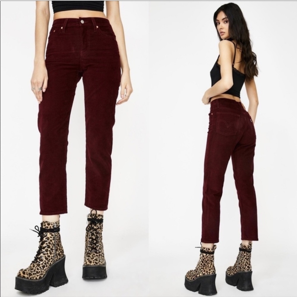 Levi's Premium Wedgie Shiraz Red Corduroy Straight Leg Pants